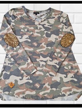 SIMPLY SOUTHERN Womens Soft Camouflage Top Sz L